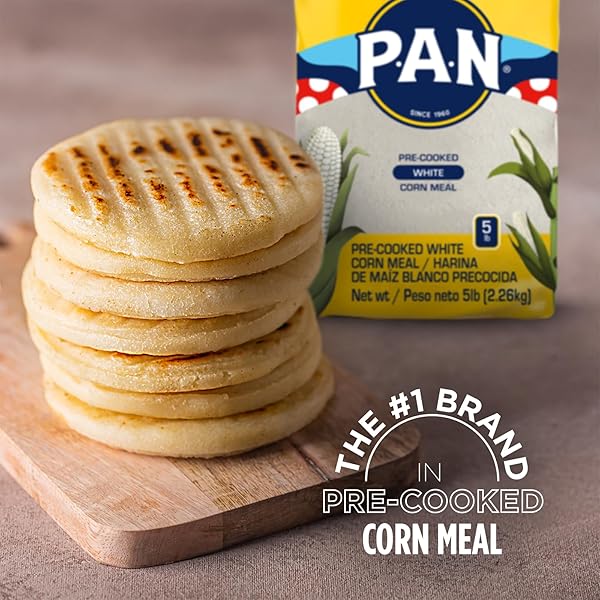 P.A.N. WHITE CORN MEAL – PRE-COOKED GLUTEN FREE AND KOSHER FLOUR FOR AREPAS (5 LB/PACK OF 1)