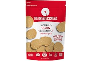 THE GREATER KNEAD Greater Knead Gluten Free Bagel Chips - Plain, Vegan, non-GMO, Free of Wheat, Nuts, Soy, Peanuts, Tree Nuts (1 Bags)