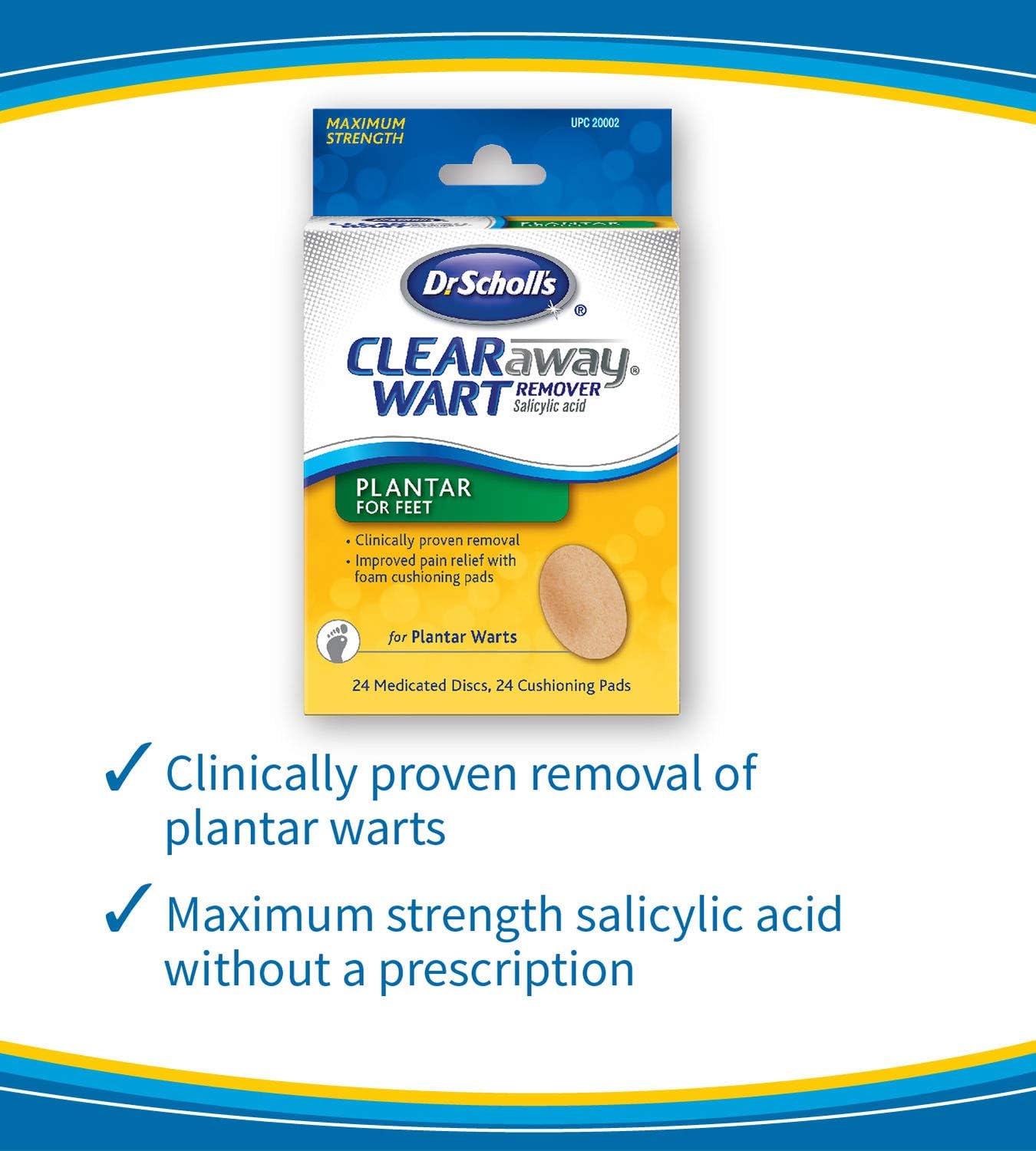 Dr. Scholl's Clear Away Wart Remover Medicated Disks, Plantar for Feet, 24 Count: Health & Personal Care