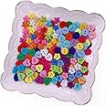 Propupy 200 Pcs Craft Buttons Sewing Button Colorful Button Round Heart Star Flower Mix Buttons for DIY Crafts Painting Decoration