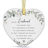 2026 Husband Christmas Ornament Gift from Wife,Ceramic Christmas Hanging for him,Ceramic Present Ornament Xmas Tree Decorations with Gift Box