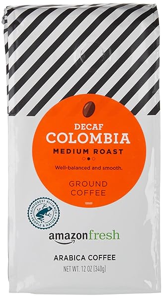 AMAZON FRESH DECAF COLOMBIA GROUND COFFEE, MEDIUM ROAST,...