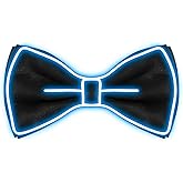 Hercicy Mardi Gras Light up Bow Tie for Women Men LED Neon Bowtie Glow in The Dark Tie for Masquerade Carnival Party