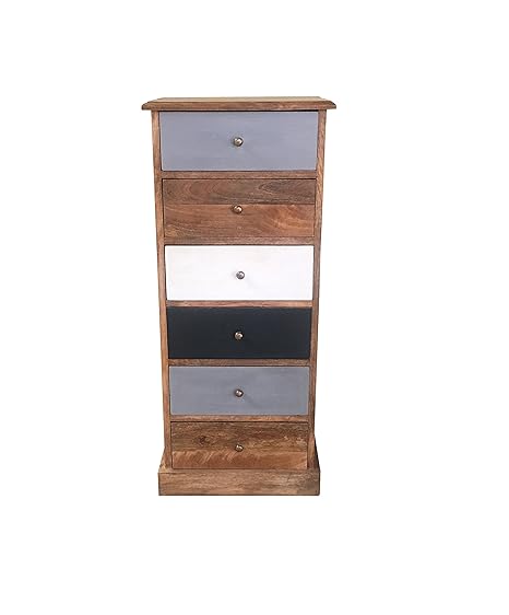 Drawers/ Multi Colour Drawers Wooden Chest of 6 Drawers Natural Finish. Hand Crafted Furniture