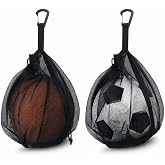 Tsctswk 2-3-4 Pack Single Ball Bag for Basketball Soccer Volleyball,12x10 Inch Mesh Storage with Zipper Pocket,Portable Adjustable Drawstring Ball Bag with Hanging Clip Fits Most Backpacks