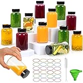 4oz Ginger Shots Bottles 16Pack- Portable Leakproof 4 oz Glass Jars with Lids- Glass Juice Shot Bottles with Caps for Wellness Shot(4 fl. oz, Set of 16)