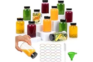 4oz Ginger Shots Bottles 16Pack- Portable Leakproof 4 oz Glass Jars with Lids- Glass Juice Shot Bottles with Caps for Wellnes