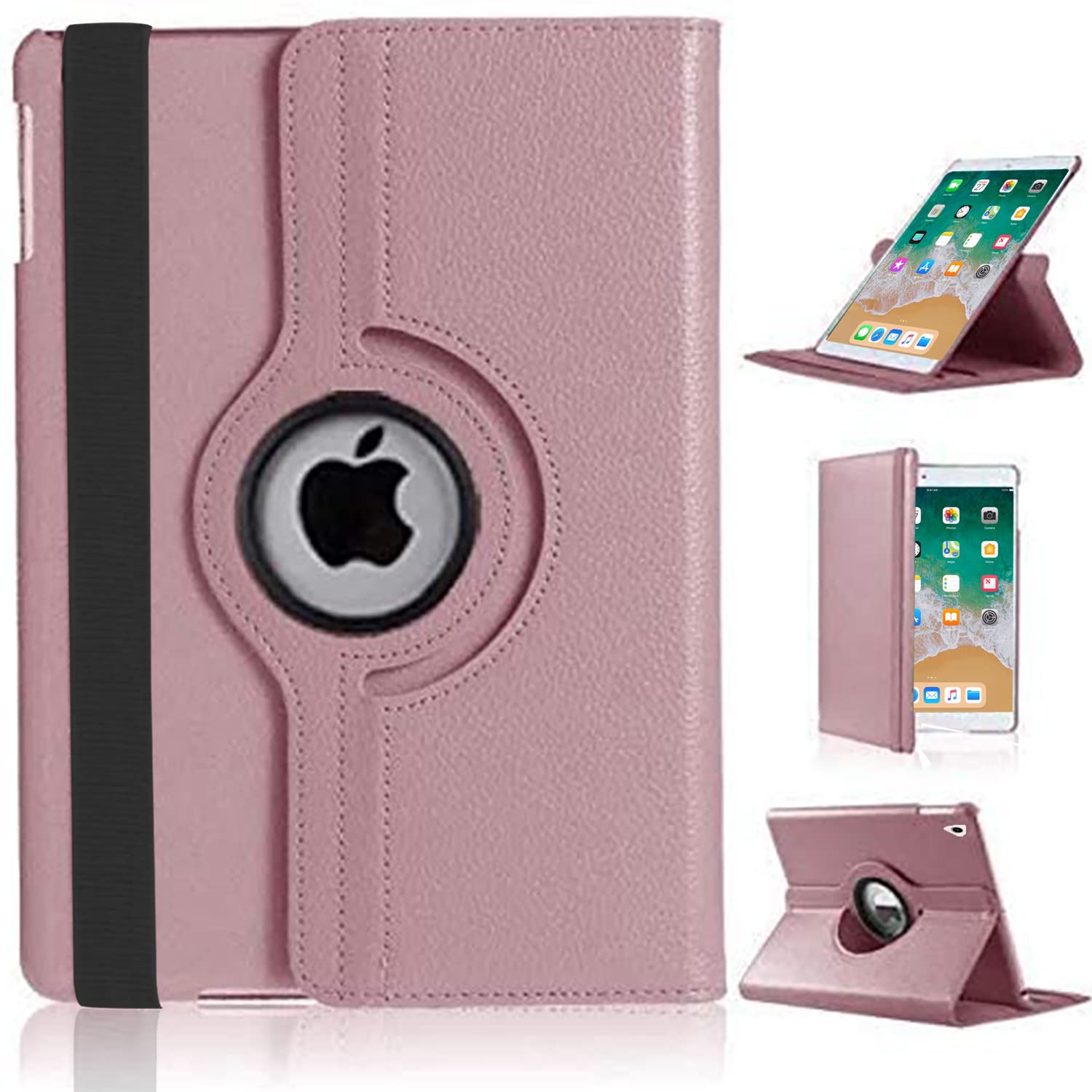 For iPad Air 9.7 Case Air 2 (2017/2018) 5th 6th Gen [360 Rotating Stand] [Auto Sleep/Wake] PU Leather Smart Folio Protective Tablet Cover 9.7 inch (ROSE GOLD) — image 1