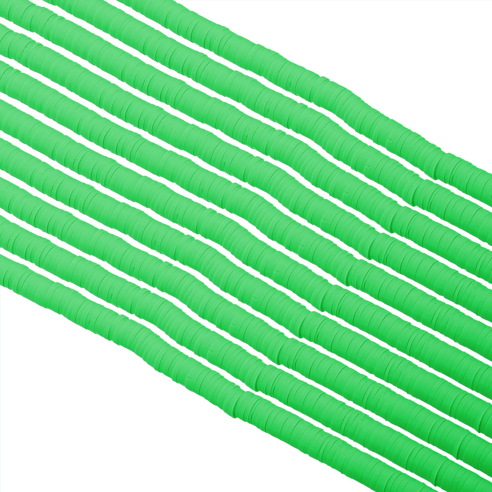 PATIKIL 6mm Polymer Clay Beads Spacer, 3500Pcs 10 Strands Round Flat Handmade Bead Spacer for Craft Home Decor Chain Bracelets Jewelry Making, Light Green
