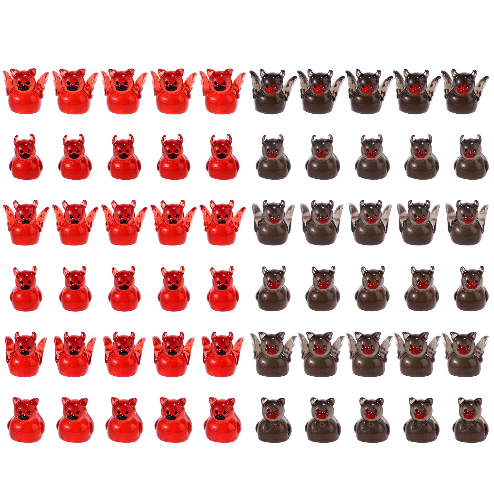 Photo 1 of 60pcs Mini Demon Ducks, 12 Styles Funny Resin Halloween Miniatures Ornament Tiny Luminous Devil Duck Decor for Home Desktop Cake and Themed Party