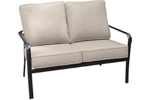 Hanover Cortino Aluminum Patio Loveseat with Plush Sunbrella Cushions, Commercial-Grade and Weather Resistant Small Patio Couch for Backyard, Deck, Porch, and Patio, Gunmetal/Ash