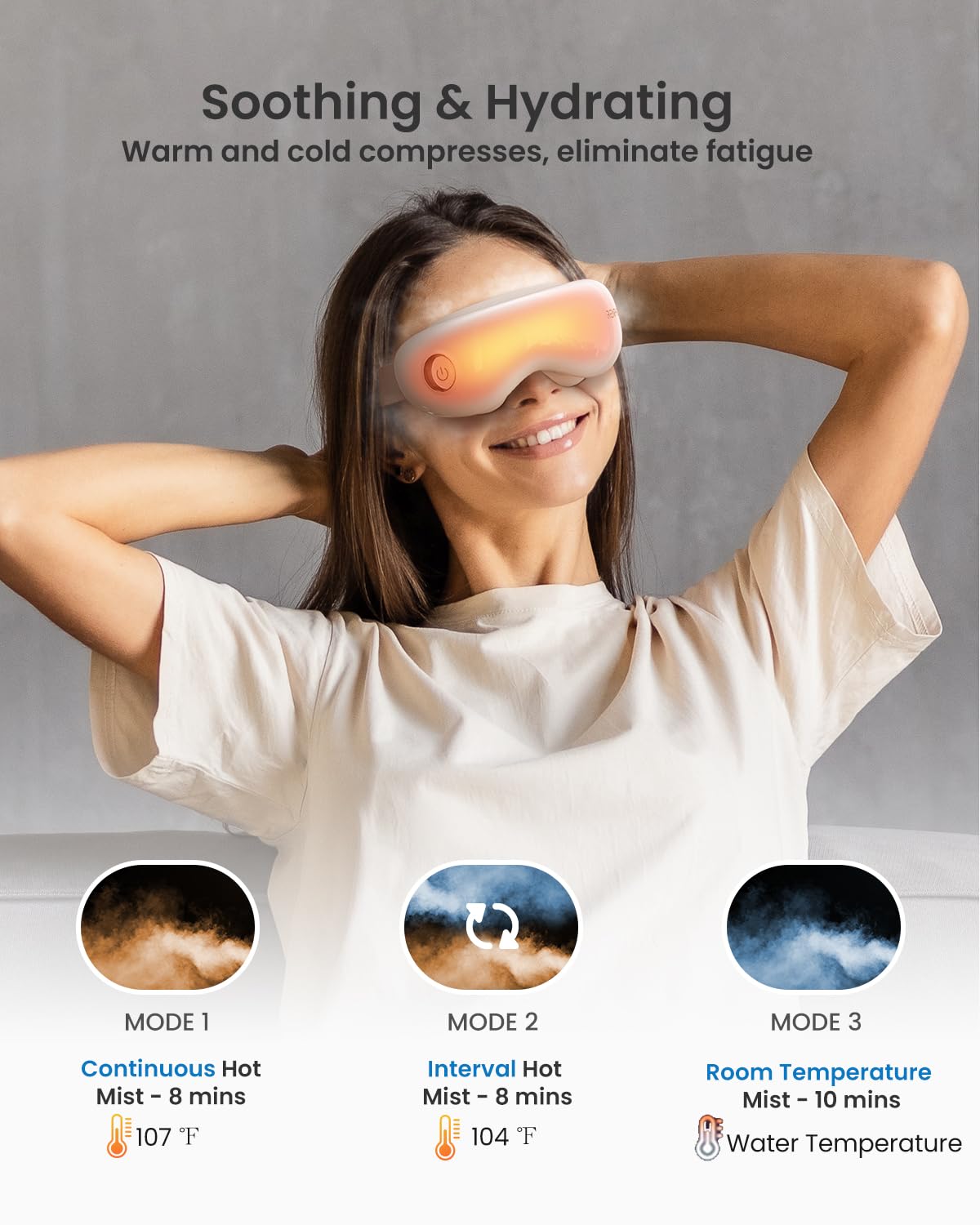 RENPHO Eyespa Mist Mask, Steam Eye Mask for Dry Eyes, Heated Eye Care Device with Bluetooth Music, Ideal Relief Tired Eyes, Reduce Dark Circles, Eye Hydration Mask- Great Gift for Teens Women/Men