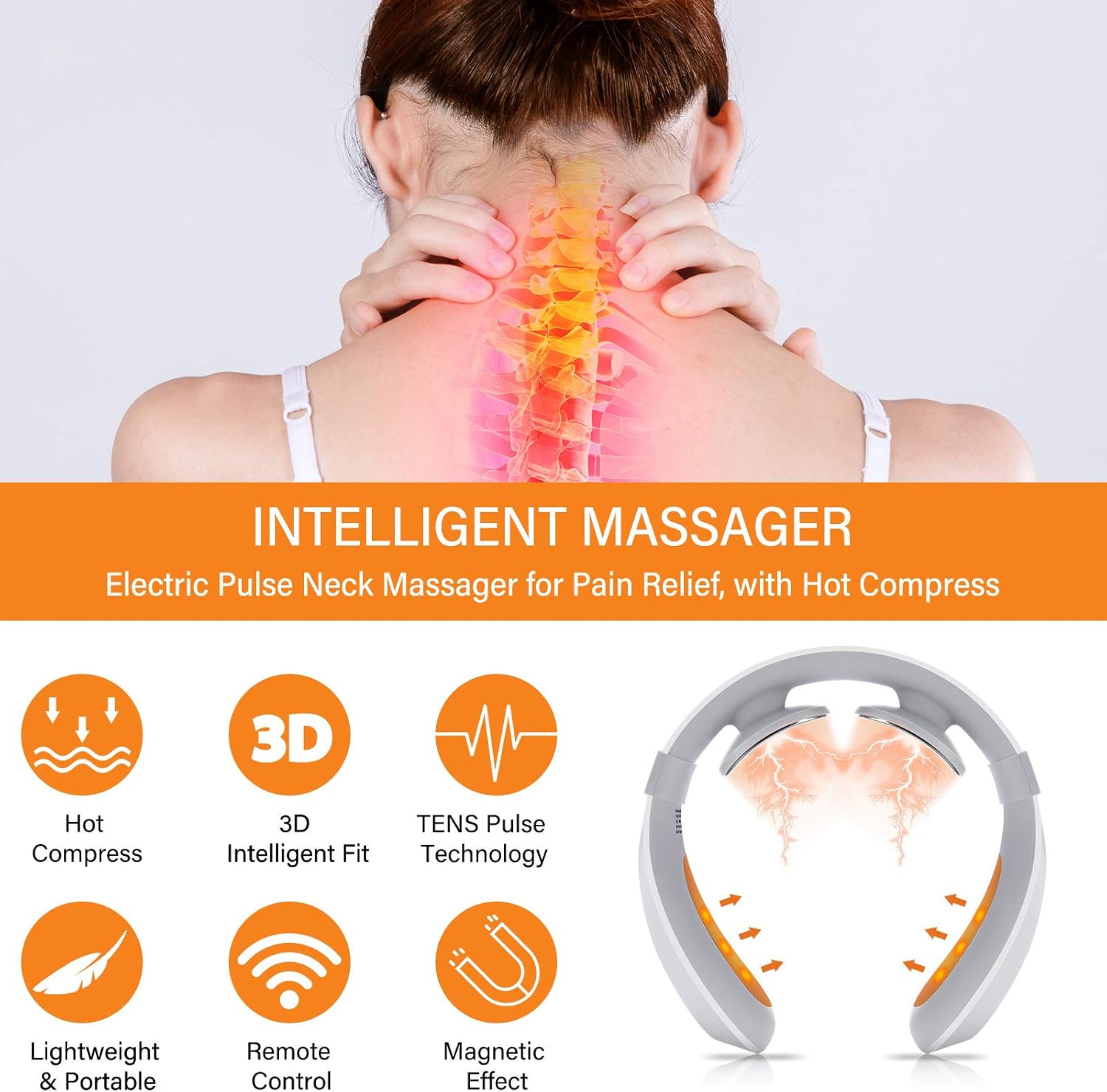 FORTHiQ Neck TENS Machine with Heat, Electric Neck Massager for Pain Relief 15 Levels Deep Tissue Massage, Portable and Soothing - Image 3
