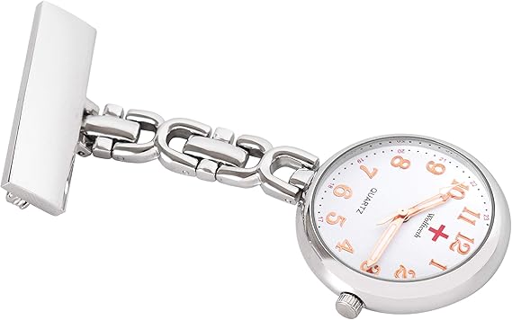 Amazon Wolfteeth ナースウォッチ ポケットウォッチ 逆さ文字盤 アンティーク クオーツ スプリングバネ付き 時計 シルバー 懐中時計 腕時計 通販