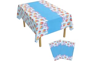 2pcs 6-7 Birthday Tablecloth, 108x180cm/43x71in PE Colorful Party Decorations Table Cover with Sprinkles & Dripping Icing Des