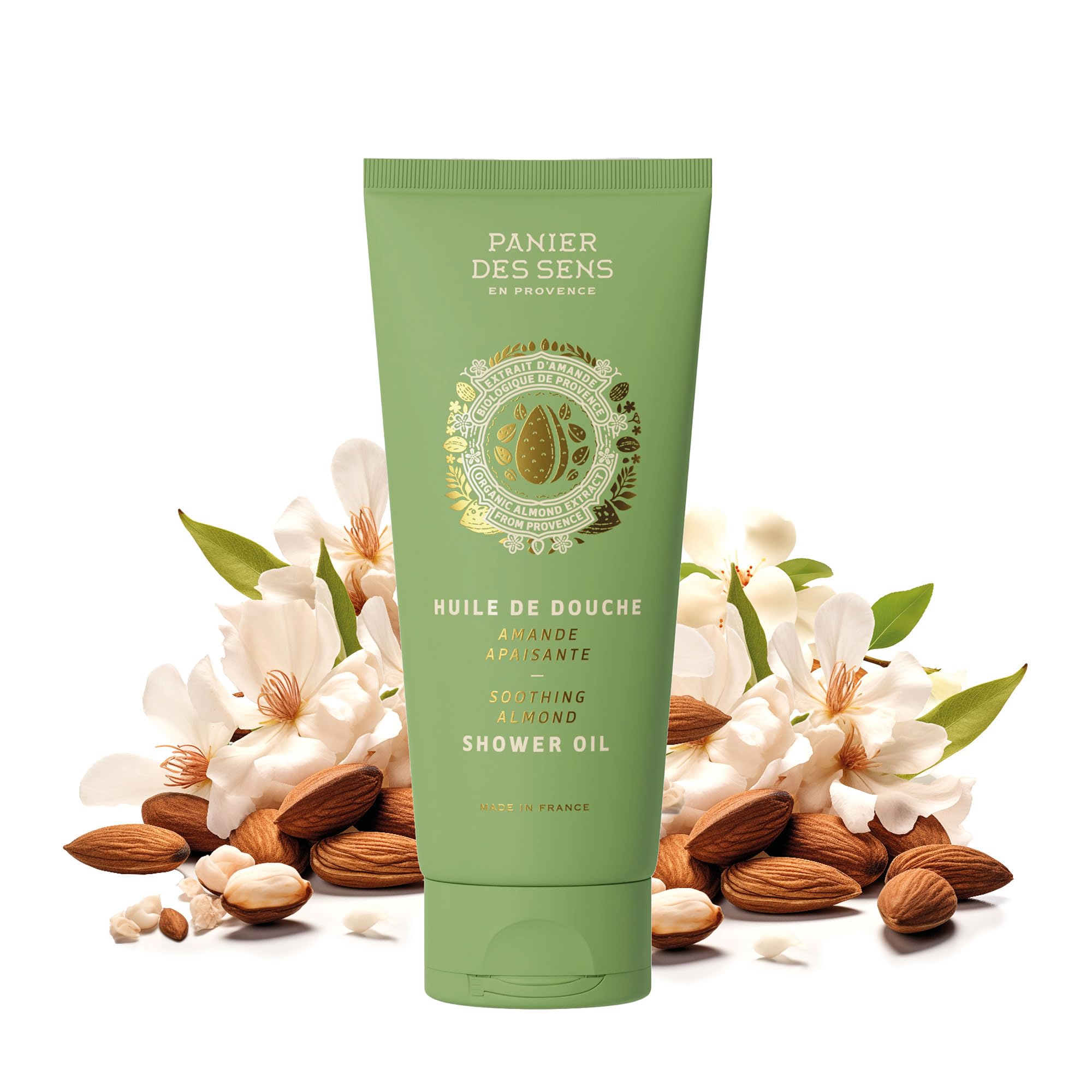 Panier des Sens - Shower Oil - Sweet Almond Body Wash for Women & Men - Moisturising Body Wash 96% Natural Ingredients - Organic Shower Gel - Made in France, SLS Free & Vegan - 200ml