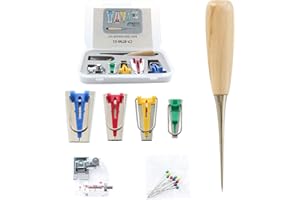 KATOUIGB Single/Double Fold Bias Tape Makers Tool Kit 6MM/12MM/18MM/25MM Fabric Bias Tape Maker Tools 4 Sizes Sewing Bias Tape Makers for Quilting