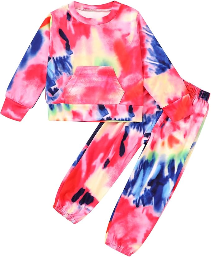 Kids Toddler Baby Girl Tie Dye Clothes Long Sleeve