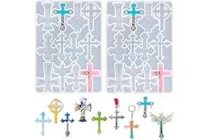 ELINKA Cross Silicone Resin Molds,2 Pcs Epoxy Resin Cross Mold Polymer Clay Molds for Keychain DIY Craft Necklace Jewelry Pendant Making Gifts