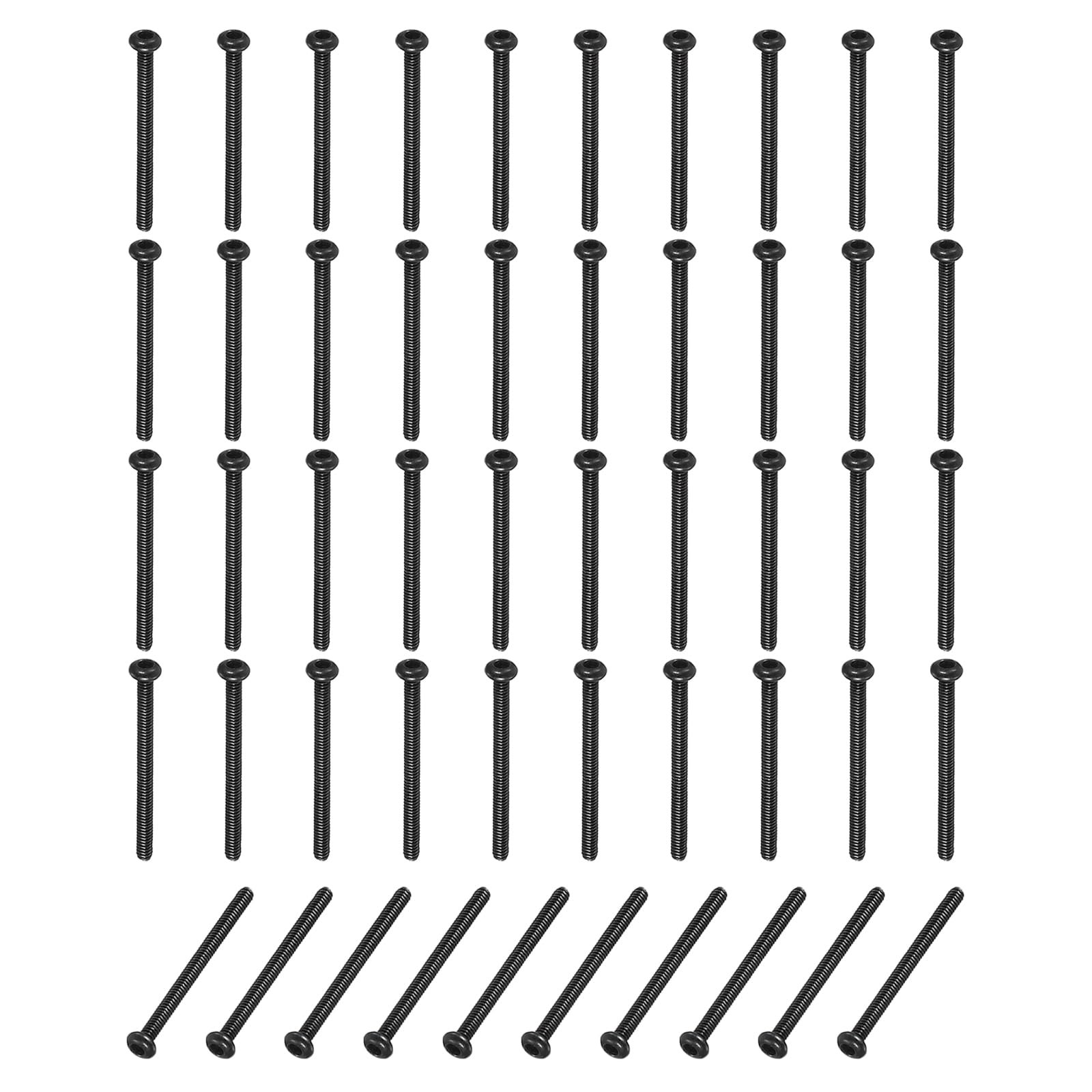 PATIKIL M2-0.4x26mm Button Head Socket Cap Bolts Screws, 50 Pcs 10.9 Grade Alloy Steel Hex Socket Cap Screws Hex Drive Full Machine Thread for Car Bike Ship Assembly Accessories