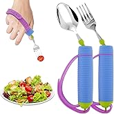 Adaptive Utensils for Elderly, Built Up Bendable Fork, Easy Grip Silverware for Hand Tremors, Weak Hand Grip & Handicapped, A