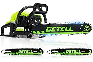 Getell Professional 58cc Gas Powered Chainsaw with Quick-Switch Dual Bars (18/20 Inch), Time-Saving Tree Cutting System with Easy-Start & Pro Safety Features (GT01 PRO)