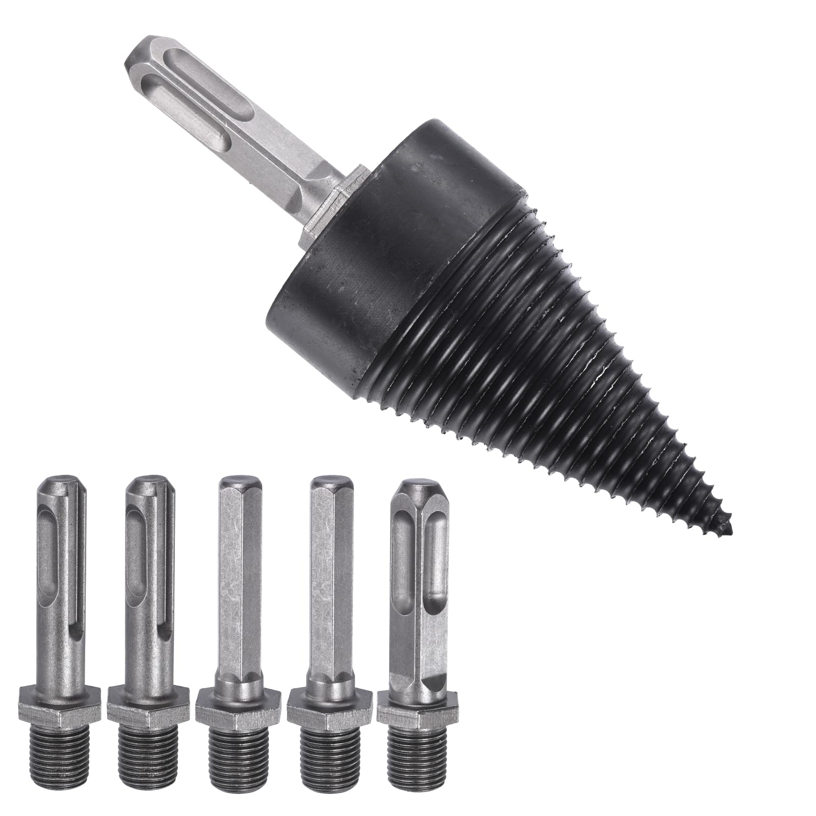 PATIKIL 50mm Firewood Log Splitter Drill Bit, 7Pcs/1Set Removable Drill Bits Electric Drills Screw Cone Driver with Drill Shafts for Home