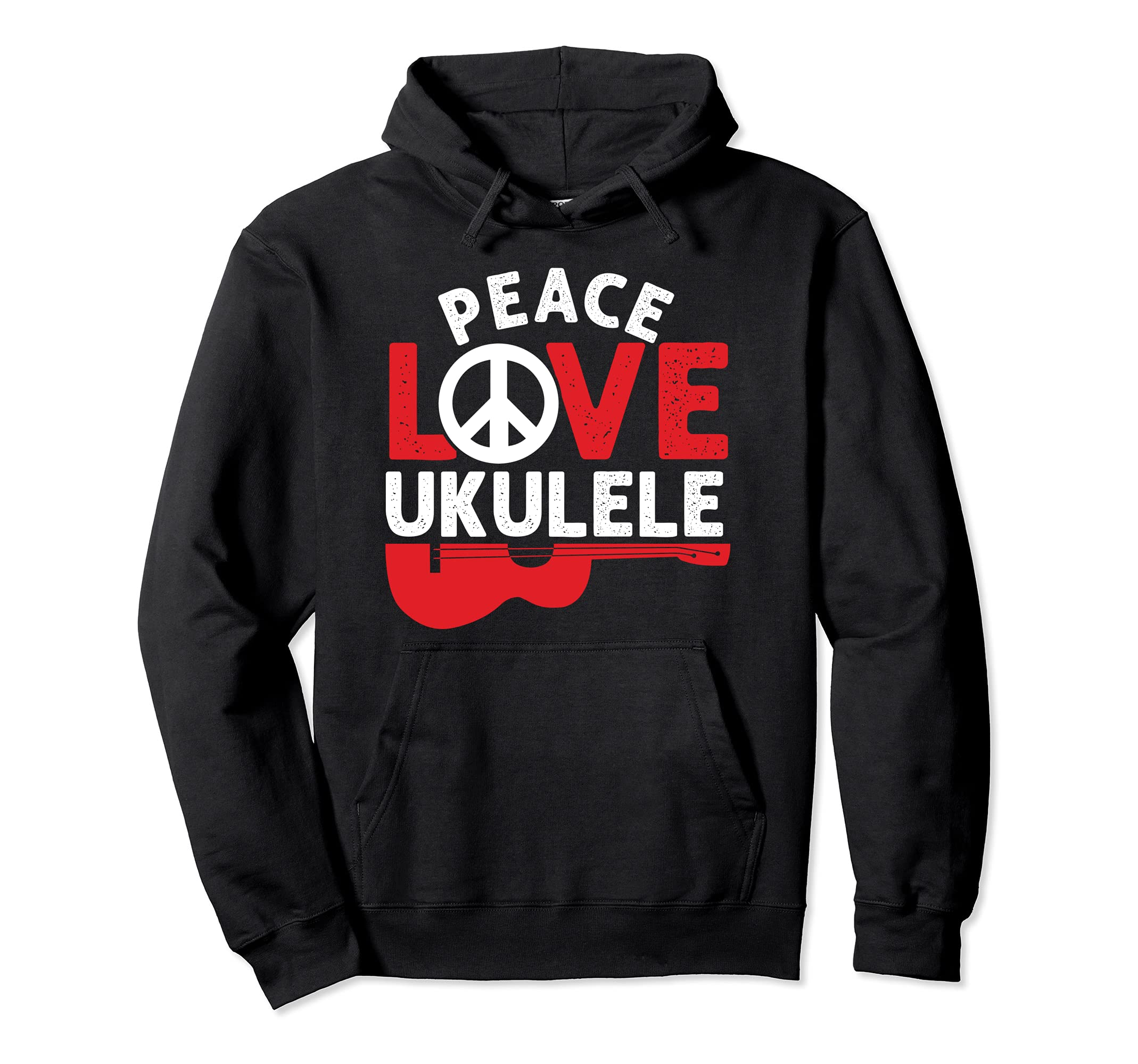 Peace Love Ukulele Hawaiian Acoustic Hawaii Guitar Uke Pullover Hoodie