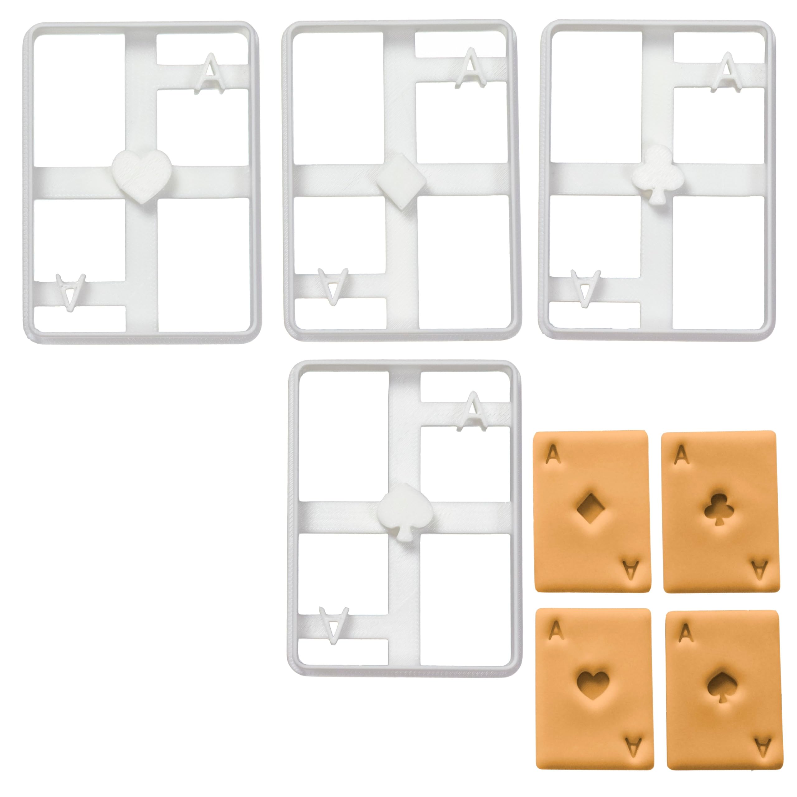 BAKERLOGY Set of 4 Poker Card Cookie Cutters (Designs: Ace of Spades, Diamond, Club and Heart) - Ideal for Las Vegas Casino Theme Party