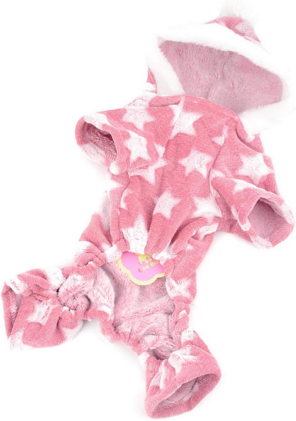 Zunea Small Dog Pyjamas Jumpsuit Puppy Hoodie Coat Clothes for Dogs Girl Boy Winter Warm Pajamas Outfits Overall Jumper Soft Pet Apparel Pink S (Pls Check the Size of Chest and Back Before Order) - Image 4