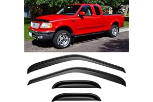YQAUTEC Window Visors Rain Guards for 1997-2003 Ford F150 SuperCab, Out-Channel Window Vent Wind Deflectors Visors Shades for 1997-1999 F250 Light Duty, 2004 F-150 Heritage (Super/Extended Cab)