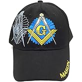 AborenCo Freemason Mason Lodge Symbol Adjustable 3D Embroidery Baseball Cap Hat
