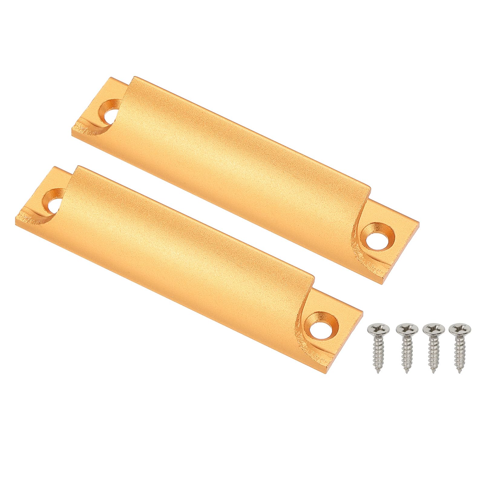 PATIKIL Window Sash Lift Handle 3", 2 Pcs Aluminum Alloy Finger Pulls Hole Center Cabinet Drawer Push Pull Handle with Screw for Sliding Window Home Kitchen Closet, Gold