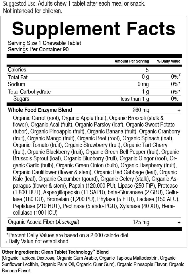 Garden of Life Organic Chewable Enzyme Supplement - Dr. Formulated Enzymes Organic Digest+, 90 Chewable Tablets: Health & Personal Care