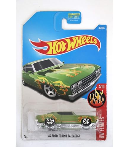 Hot Wheels Flames Series 4/10 '69 Ford Torino Talladega – 1:64 Scale Die-Cast Car (White) - View #9