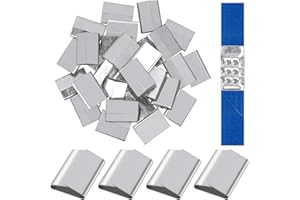 Glarks 100pcs 5/8in Closed Seals Buckles (Push Type) Set, Closed (Snap-On) Seals Strapping Clips Banding Clips for Securing H