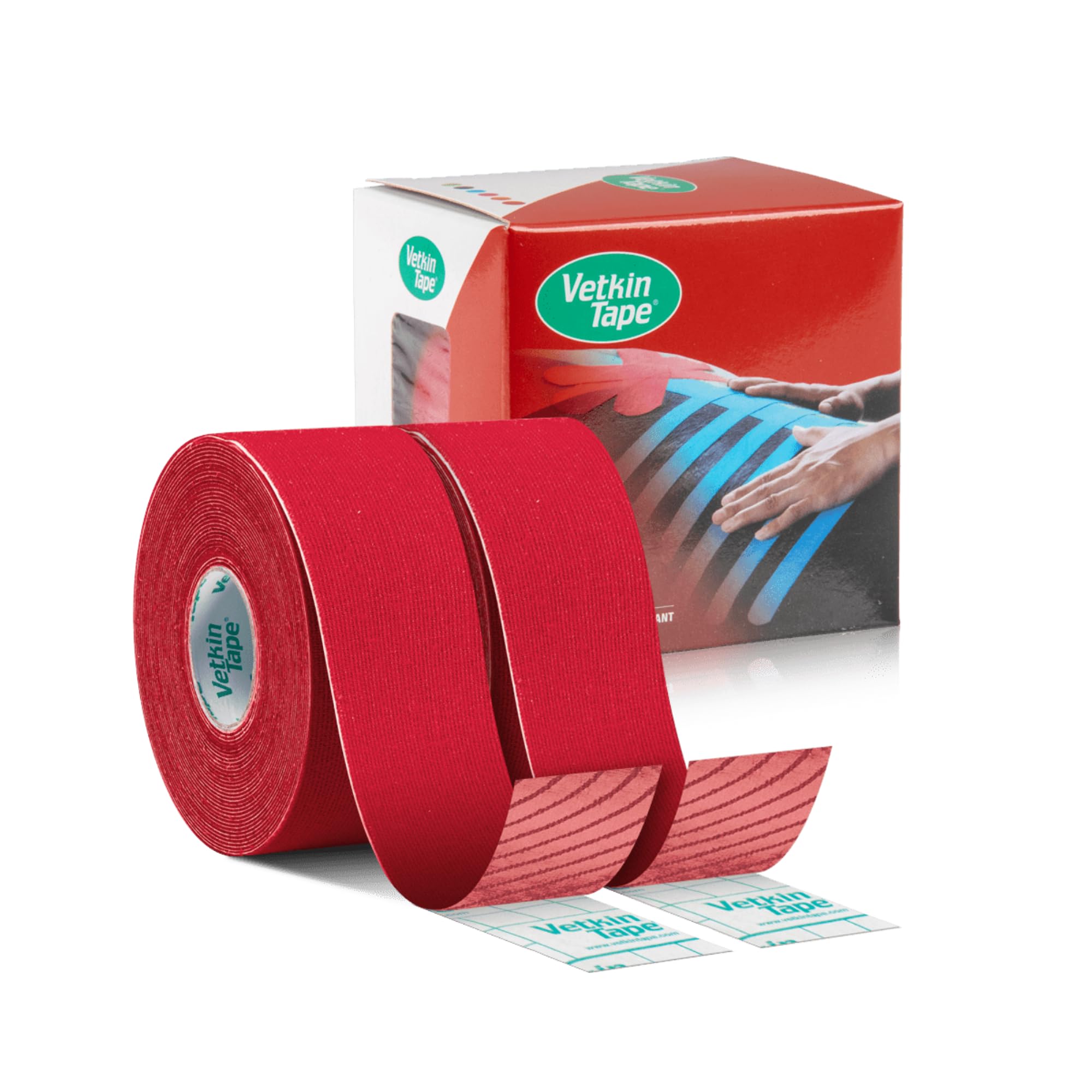 VetkinTape® Veterinary Kinesiology Tape Red | kinesiology Tape For Horses & Dogs | Equine & Canine Kinesiotape | Latex Free and TÜV Quality Mark Certified Ktape | 3cm-5m | Pack of 2 Rolls