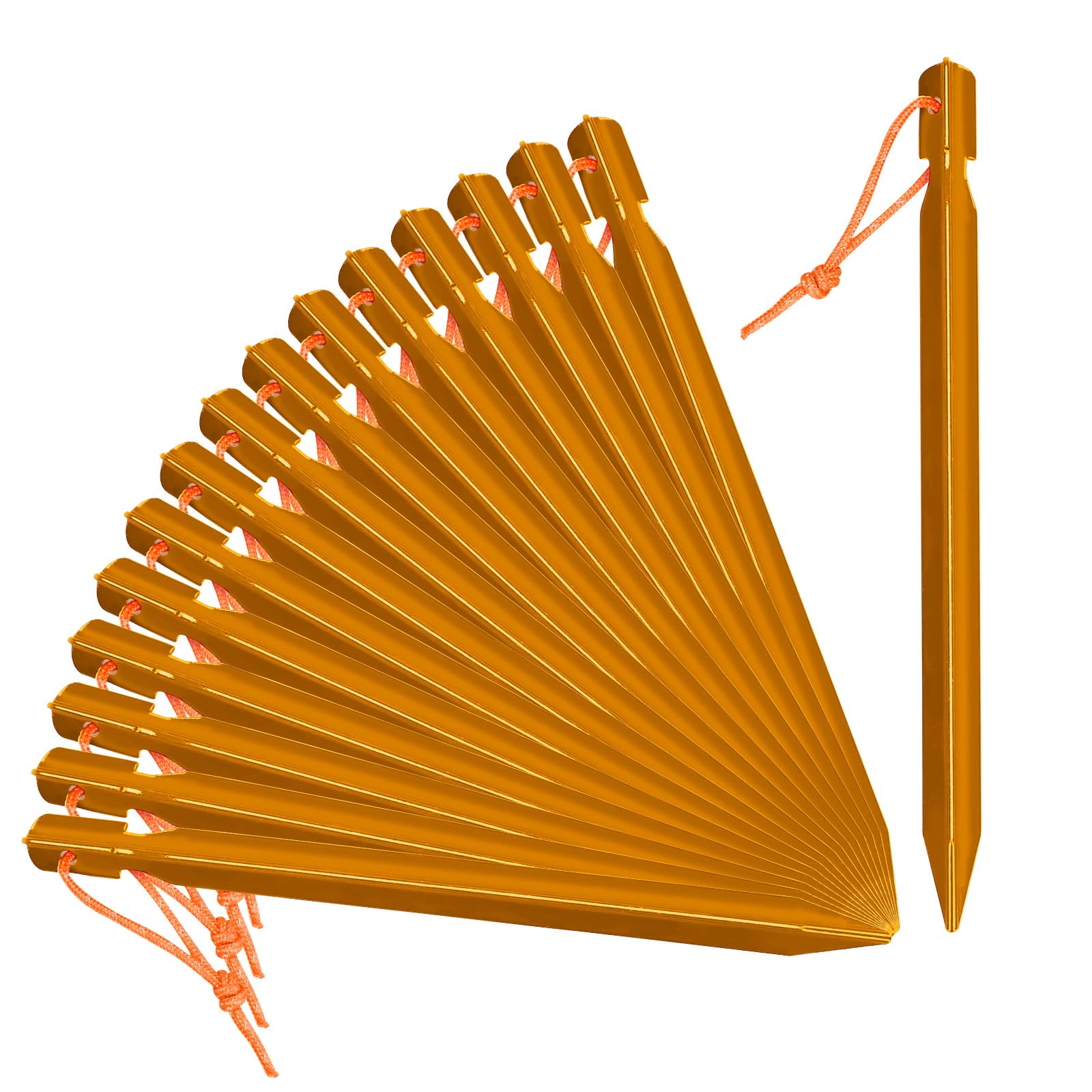 Aluminium Tent Stakes Heavy Duty Outdoor Ground Peg Lightweight Durable and Safe Metal Camping Pegs Set of 16PCS Orange