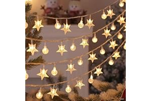 Star and Ball String Lights 32.8ft80LED Multicolor LED Fairy Hanging Lights Indoor Decorative String Lights