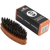 GENTS Wood Small Travel Beard Brush - Natural Boar Bristles with Wooden Grooved Handle Mini Size Portable (Small, 1, Count)