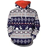 Arvilhill Mens Christmas Hoodies Funny Ugly 3D Printed Graphic Unisex Pullover with Pocket (S-3XL)