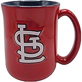 Boelter Brands MLB Large 15oz Sculpted Cafe Mug with Raised Logo and Inner Color (St Louis Cardinals)