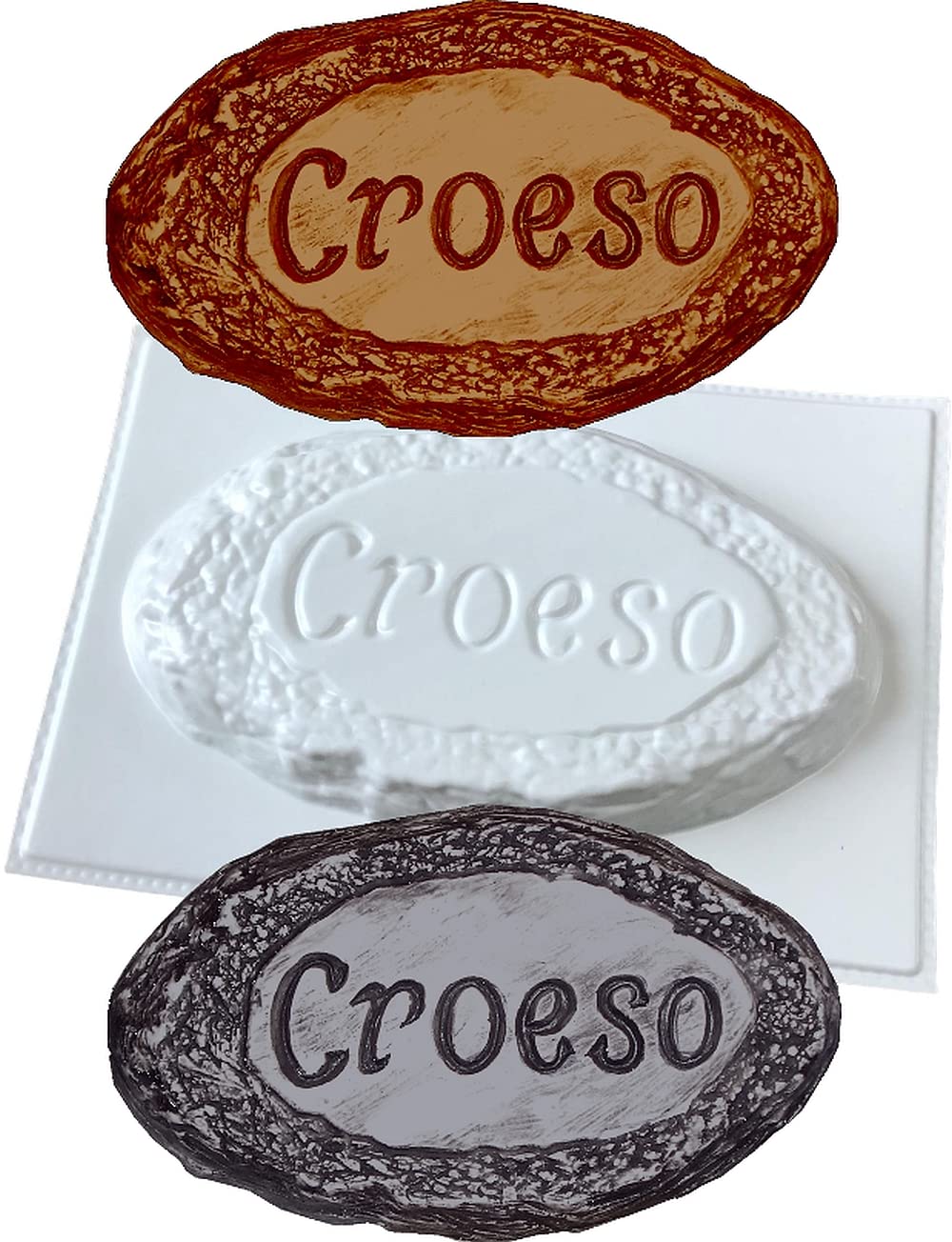 CROESO Garden Stone Plaque Mould Reusable ABS Mold for Concrete or Plaster Welsh Language Welcome, transparent