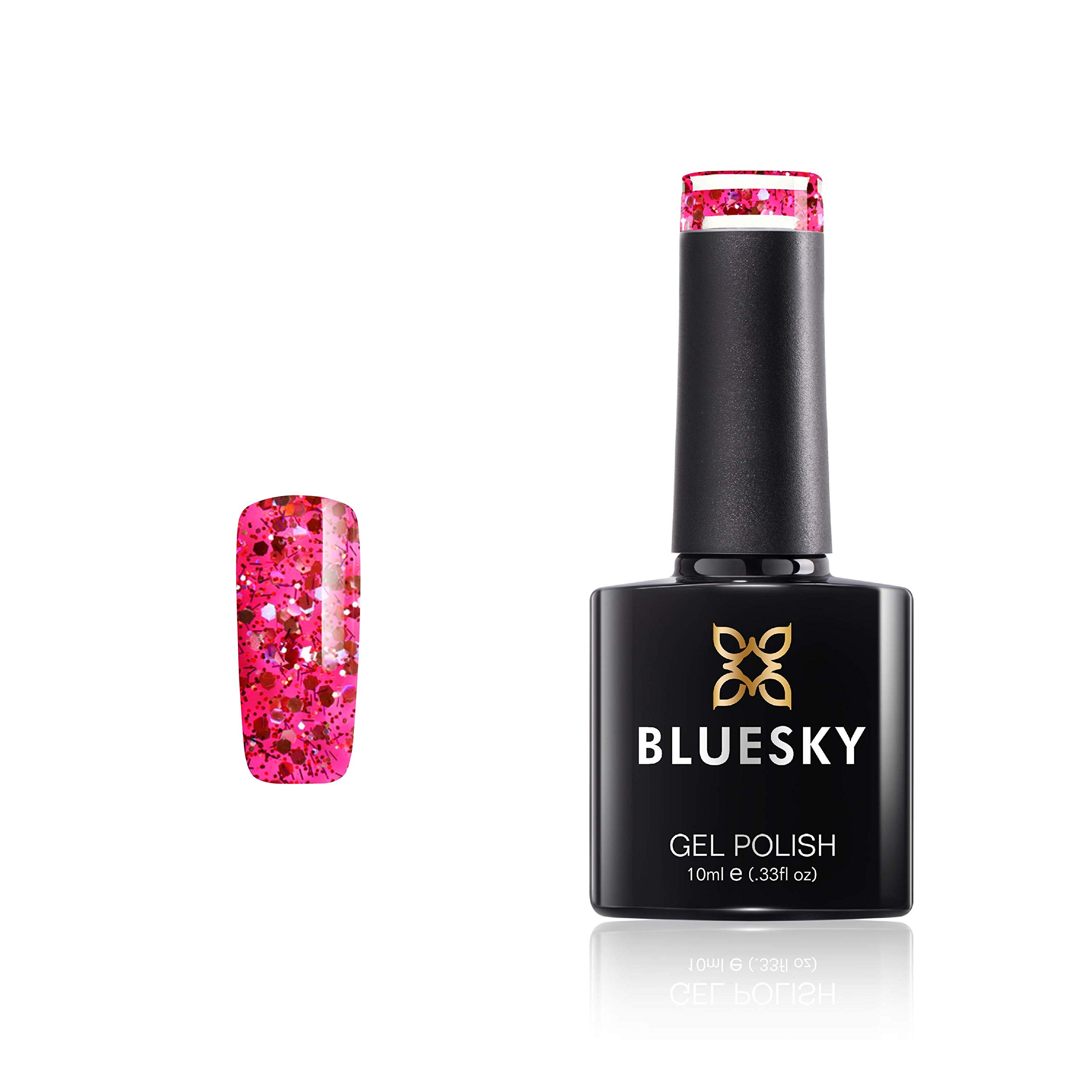 Bluesky Gel Nail Polish, Cuba Sum1918, Chunky Glitter, Glitter, Summer Long Lasting, Chip Resistant, 10 ml (Requires Drying Under UV LED Lamp)