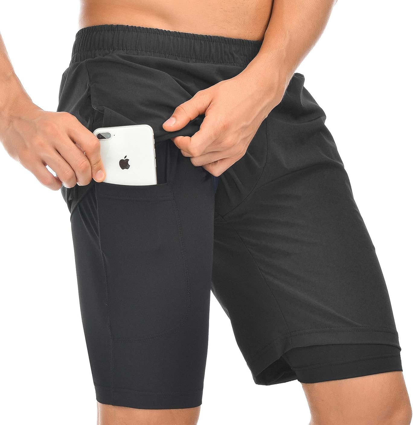 Akk Men's 2 in 1 Running Shorts Gym Athletic Workout Lightweight Mens