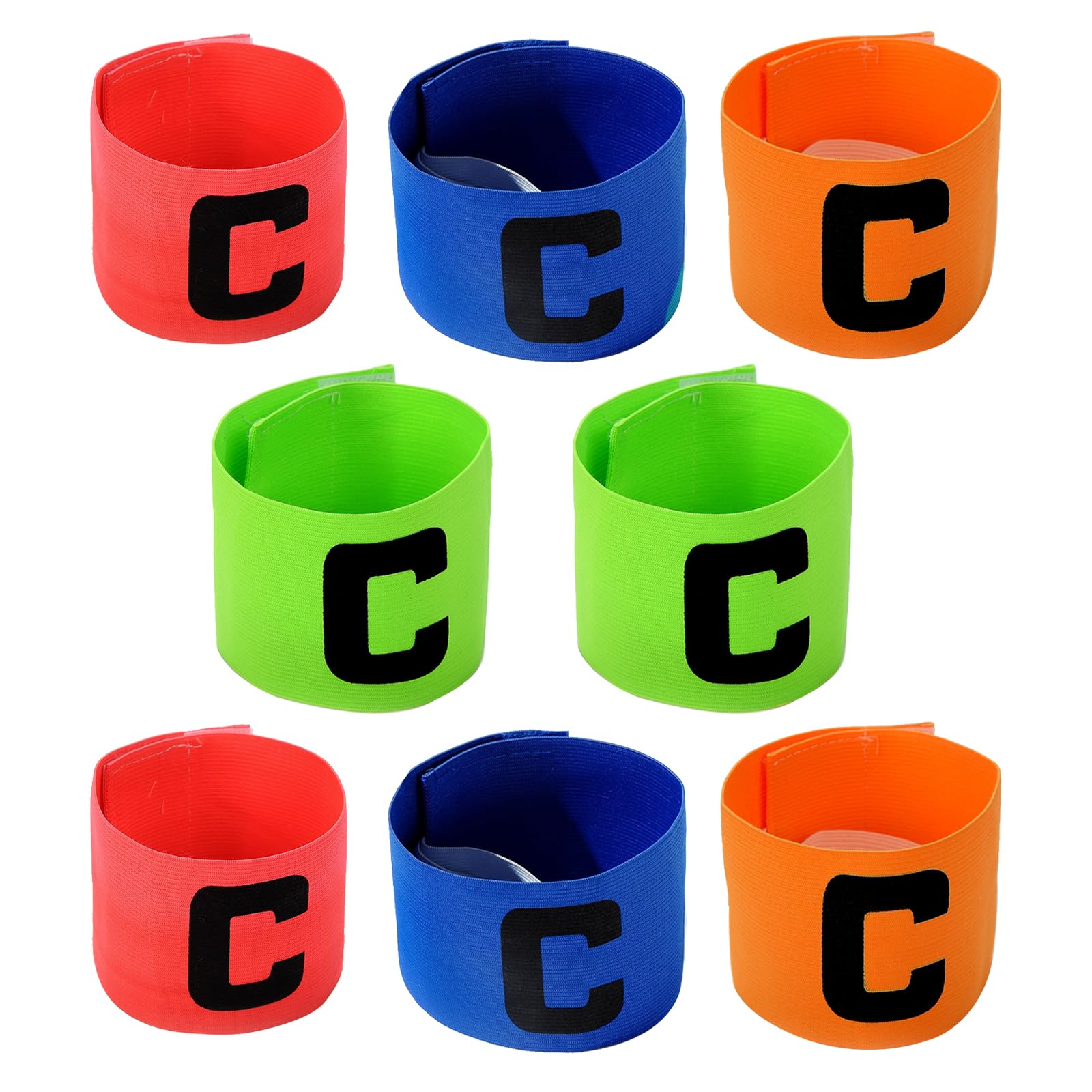 Vueinrg 8 Pcs Captain's Armband Football Captain's Armband Children Captain's Armband Adjustable Elastic Captain Armband Velcro Fastener for Junior Senior Adults