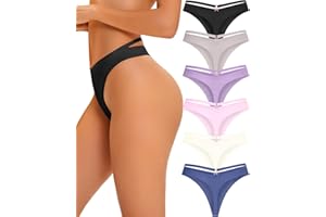 READY TO LOVE Women's Underwear Seamless Thongs 6 Pack No Show Thong Breathable Invisibles Hollow Out Sexy Panties Underwear