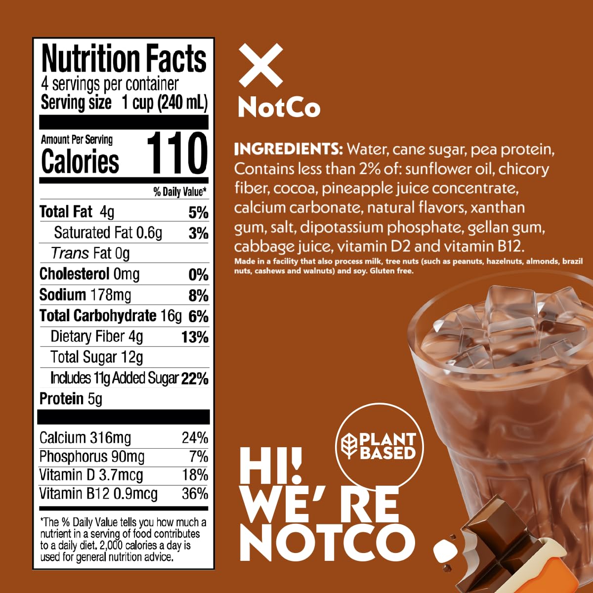 NotMilk Chocolate Plant-Based Milk Alternative, 33.8 Fl Oz (Pack of 6) - Shelf-Stable, Lactose-free, Vegan, Non-GMO