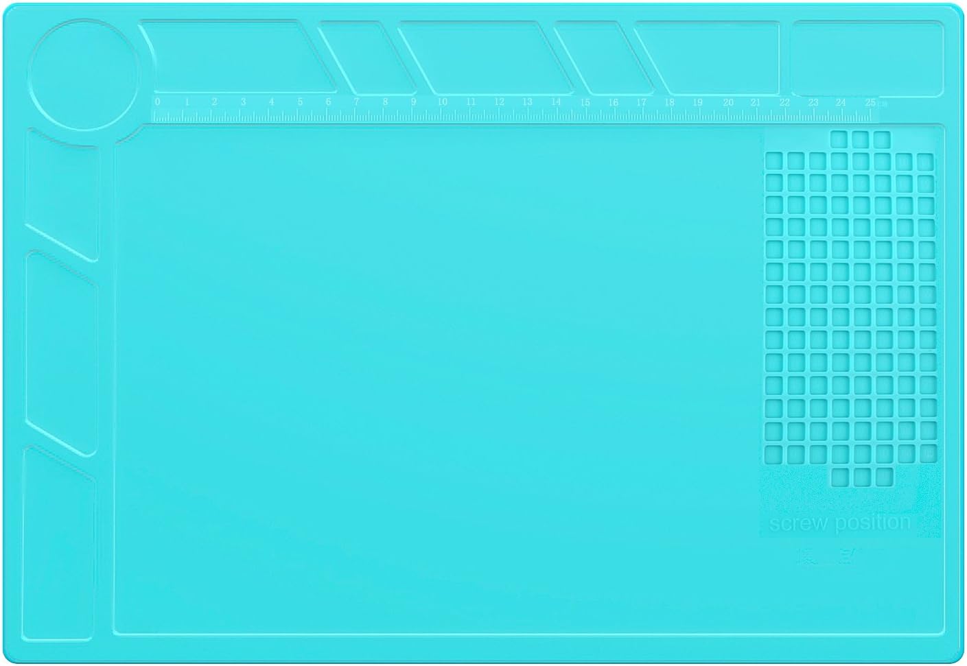 Housolution Silicone Repair Soldering Mat, 13.3 x 9 Inch Heat Resistance Silicone Desk Mat for Electric Soldering Iron Maintenance Work Pad with Scale Ruler, Blue