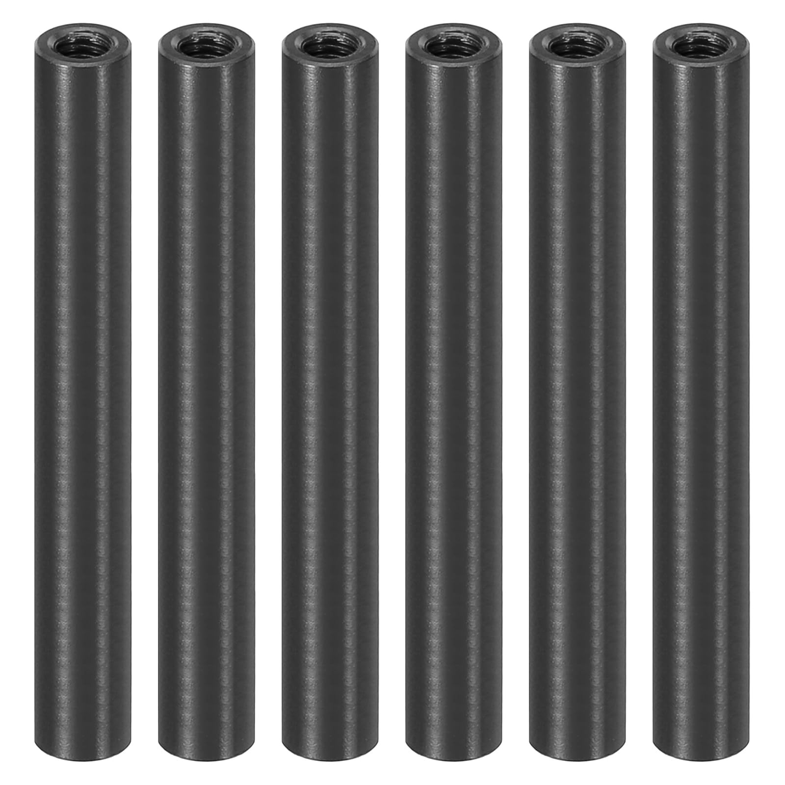 PATIKIL 6pcs M3 Metal Threaded Standoff Spacer Nuts, Round Aluminum Spacers Female Coupling Screws, 1/8" ID x 3/16" OD, Black, (45mm L)